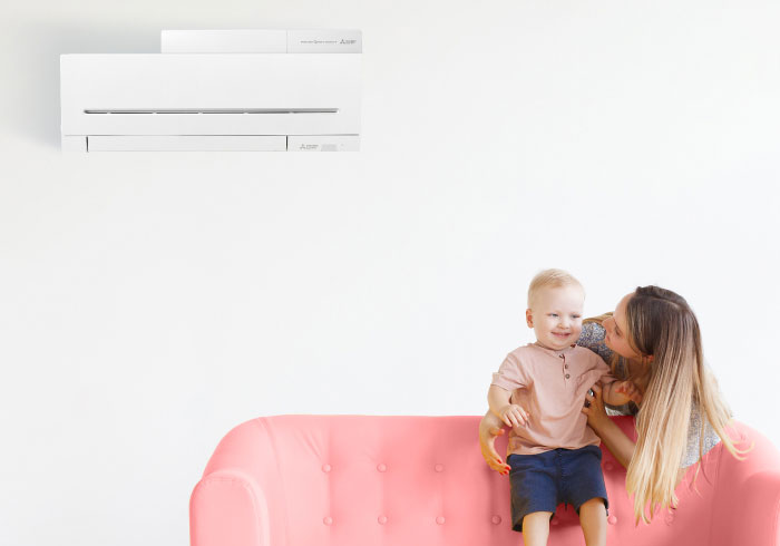 Mitsubishi Electric EcoCore AP Mini Highwall Air Conditioner with a Plasma Quad Connect Air Filtration Accessory