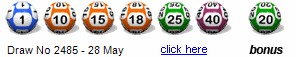 Draw: 2485 - 1,10,15,18,25,40, bonus 20