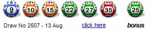 Draw: 2507 - 9,10,15,22,27,35, bonus 25