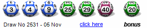 Draw: 2531 - 3,4,9,25,29,40, bonus 20