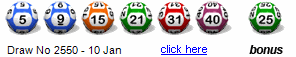 Draw: 2550 - 5,9,15,21,31,40, bonus 25